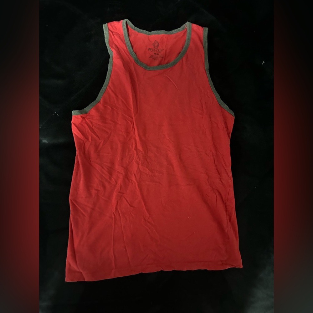 medium red mens tank top